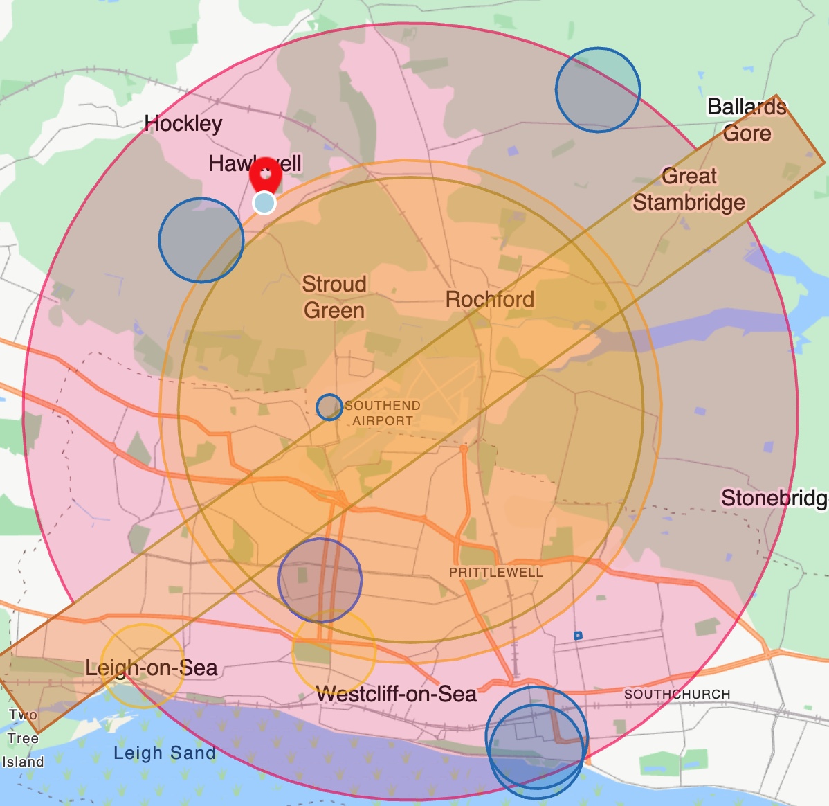 Southend Airport No-Fly Zone Map